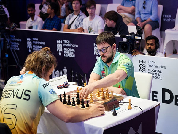 Maxime Vachier-Lagrave and Magnus Carlsen in action during Global Chess League (Image: Mumba Masters)