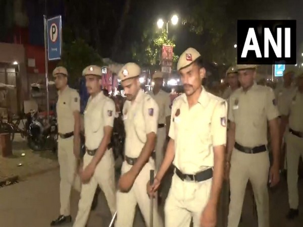 Officials of Delhi Police conducting patrolling at Chandni Chowk (Photo/ANI)