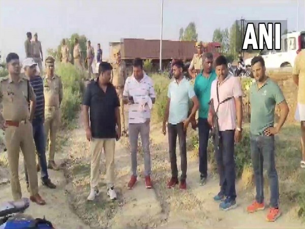 Visuals from the police encounter site in Kaushambi district. (Photo/ANI)