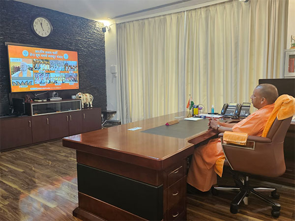Uttar Pradesh Chief Minister Yogi Adityanath virtually attending the Bharatiya Janata Party's 'Mera Booth, Sabse Majboot' campaign. (Photo/ANI)