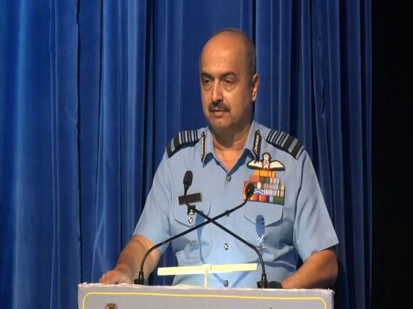 IAF chief Marshal VR Chaudhari addressing capstone seminar organised by IAF and Centre for Air Power Studies. (Photo/ANI)