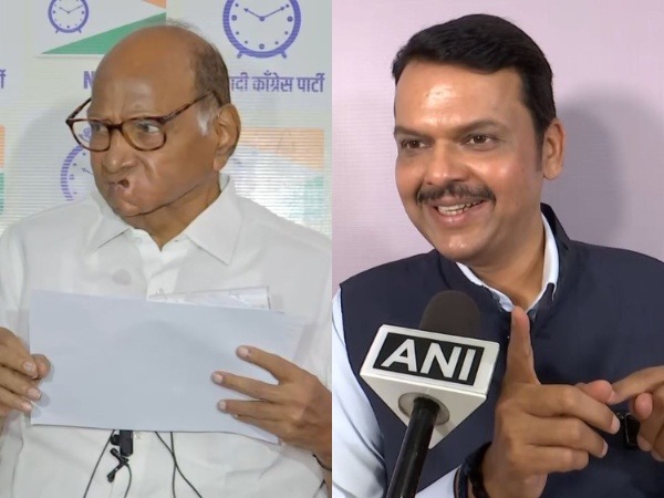 NCP Chief Sharad Pawar and Maharashtra Deputy Chief Minister Devendra Fadnavis. (Photo/ANI)