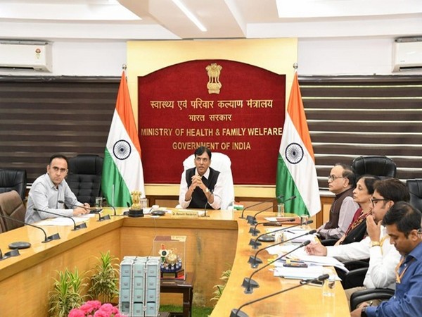 Union Minister Mansukh Mandaviya addresses agriculture ministers of States and Union Territories virtually. (Photo/ANI)