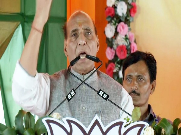 Union Minister Rajnath Singh addressing a rally in Kanker in Chhattisgarh (Photo/ANI)