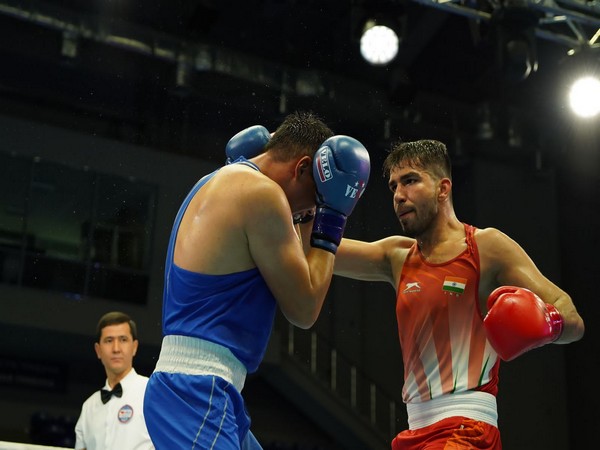 Boxer Sumit (86kg) in action (Source: BFI Media)
