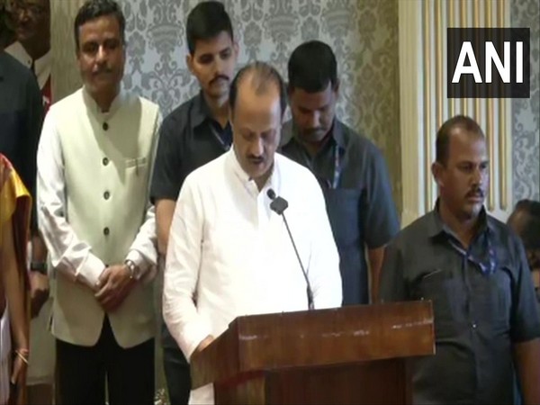 Ajit Pawar takes oath as Dy CM of Maharashtra. (Photo/ANI)