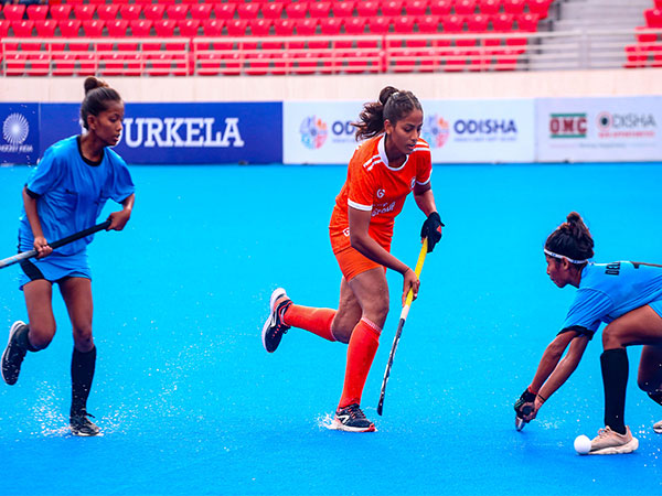 Players in action during day-7 of Hockey India Junior Women National Championship 2023 (Image: HI)