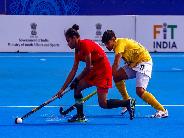 Hockey Madhya Pradesh in action against Hockey Maharashtra in Hockey India Junior Women National Championship 2023 (Image: HI)