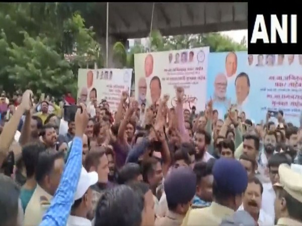 Scuffle erupted between supporters of Sharad Pawar and Ajit Pawar in Nashik. (Photo/ANI)