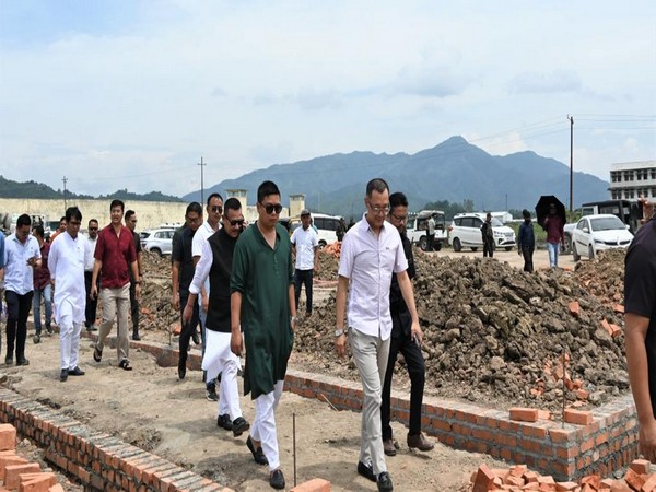 Manipur Health Minister S Ranjan with team of MLAs inspecting site (Photo/ANI)