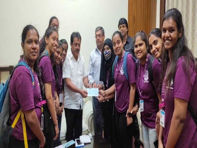 Minister Zameer Ahmed Khan with students (Photo/ANI)