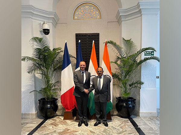 NSA Ajit Doval and French President's Diplomatic Advisor Emmanuel Bonne. (Photo: ANI) 