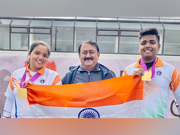 India's compound archers Avneet Kaur and Priyansh after winning gold in World Archery Youth Championships 2023 (Image: Olympic.com)