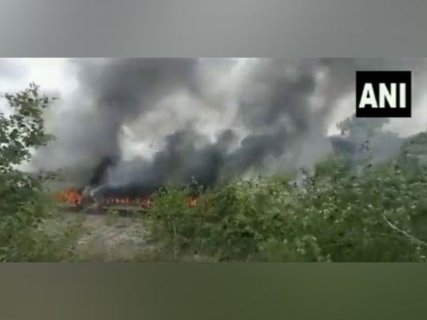 Fire breaks out on three coaches of Falaknuma Express. (Photo/ANI)