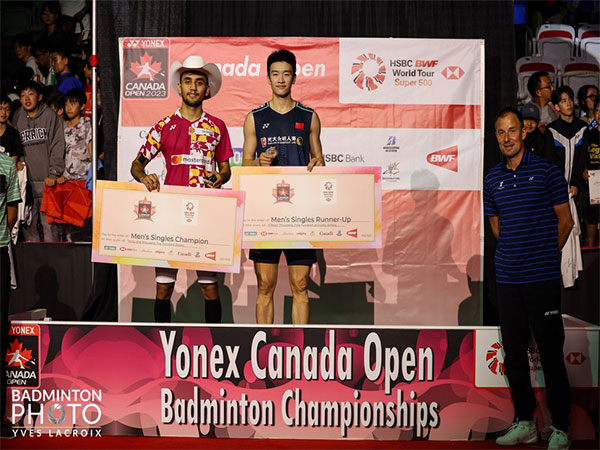 Indian badminton star Lakshya Sen (On left) after winning Canada Open 2023 (Image: Amit Shah Twitter)