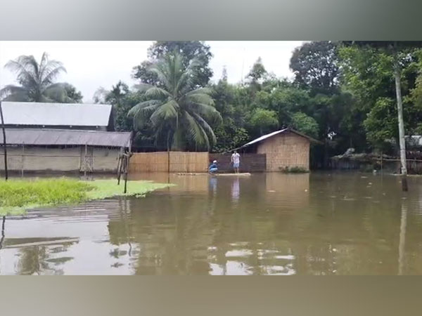 67 villages were submerged in the Lakhimpur district of Assam due to flood waters (Photo/ANI)