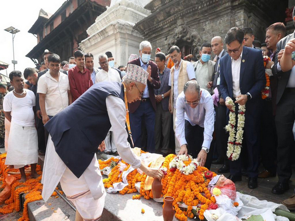 Nepal PM Pushpa Kamal Dahal at the last rites of his late wife Sita Dahal (Photo Credit: Nepal PM Secretariat)