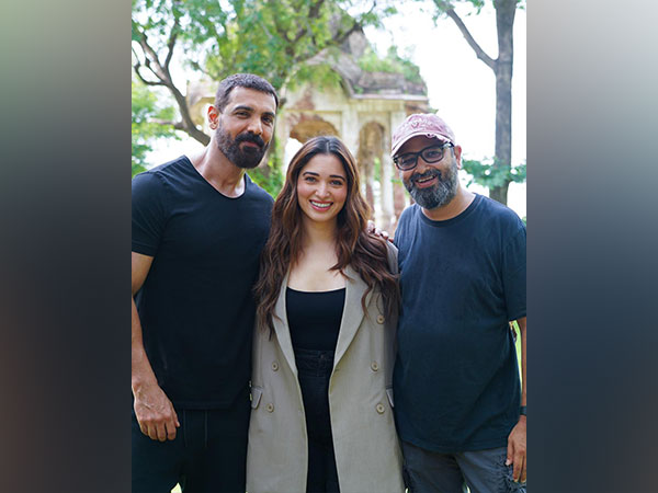 Tamannaah Bhatia with John Abraham and Nikkhil Advani(Image source: Instagram)