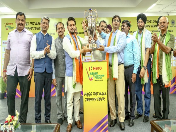 Union Sports Minister Anurag Thakur unveils Asian Champions Trophy (Photo: Dilip Kumar Tirkey/ Twitter)