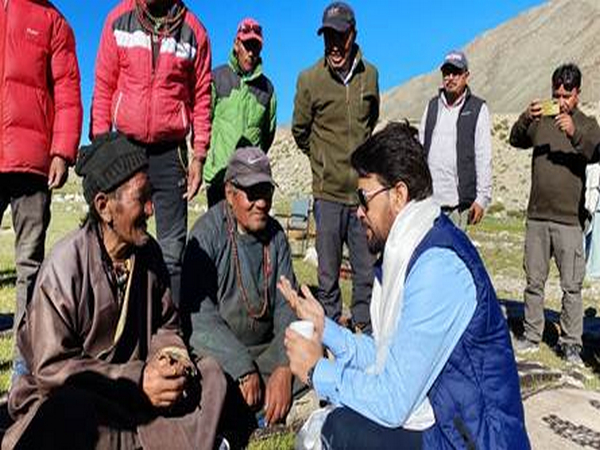 Union minister Anurag Thakur on a three-day tour to Ladakh (Image: PIB)