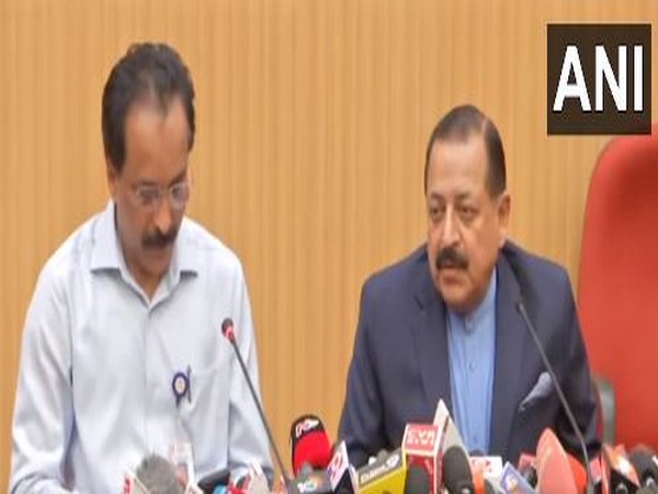  ISRO chief S Somanath and Union Minister Jitendra Singh (Photo/ANI)