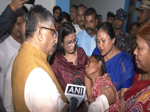 BJP MP Ravi Shankar Prasad meets violence affected people in Coochbehar (Photo/ANI)