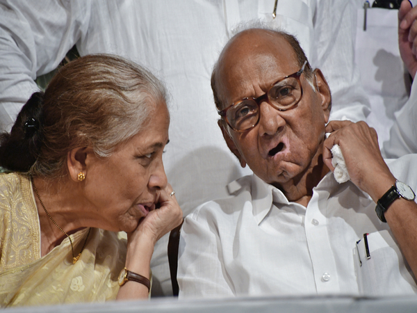 NCP chief Sharad Pawar with his wife Pratibha Pawar (File Photo/ANI)