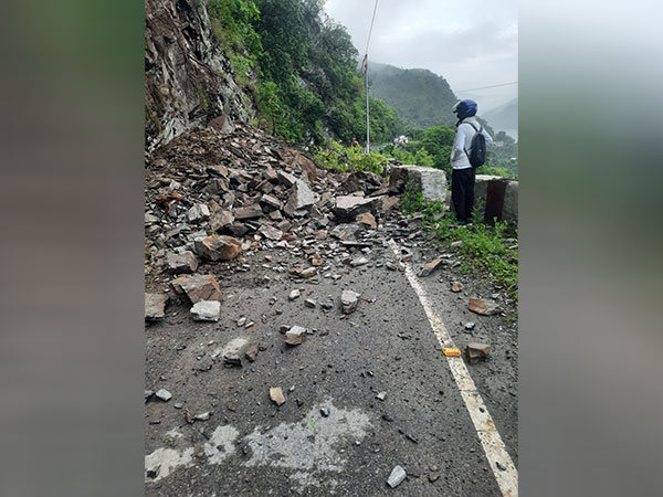 Badrinath National Highway due to debris (Photo/ANI)