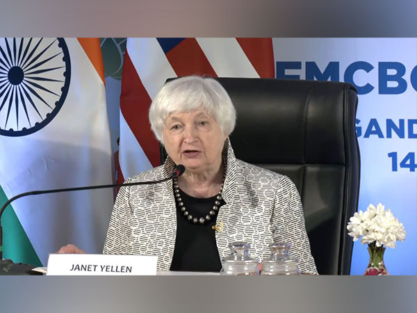 US Treasury Secretary Janet Yellen in Gandhinagar, Gujarat. (Photo: ANI)