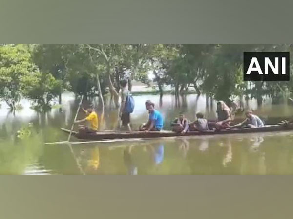 Flood situation grims in Assam's Biswanth. (ANI/photo)