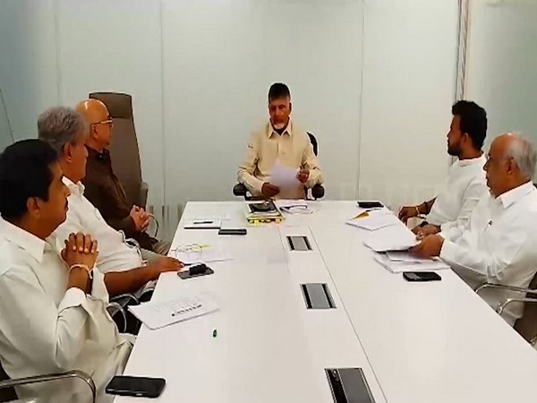 TDP chief N Chandrababu Naidu holds meeting with MPs (Photo/ANI)