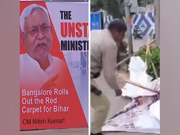 Nitish Kumar posters removed by police in Bengaluru (Photo/ANI) 