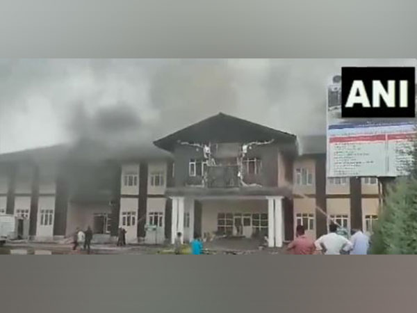 Fire breaks out at government college in Ganderbal (Photo/ANI)