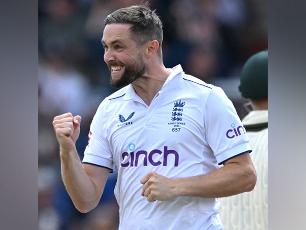 Chris Woakes celebrating the wicket. (Photo- England Cricket Twitter)