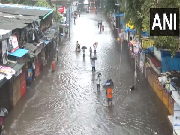 Waterlogging in various parts of Mumbai due to heavy rainfall; visuals from Chembur area (Photo/ANI)