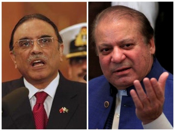 Former President of Pakistan Asif Ali Zardari and Former Prime Minister of Pakistan Nawaz Sharif. (File Photo))