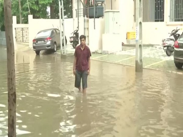Visuals of waterlogging in Ahmedabad (Photo/ANI)