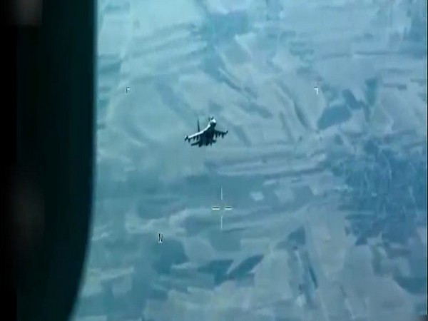 Russian fighter aircraft flies dangerously close to a US MQ-9 drone (Screengrab from a video released by the US Air Force)