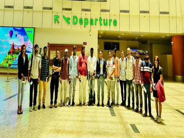 Indian nationals who were repatriated from Myanmar. (Photo Credit: Twitter/@IndiainMyanmar)