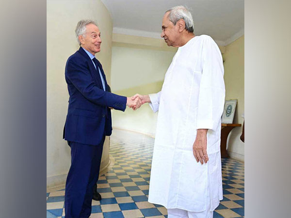 Former UK PM Tony Blair meets Odisha CM Naveen Patnaik on Wednesday (Photo/ANI)