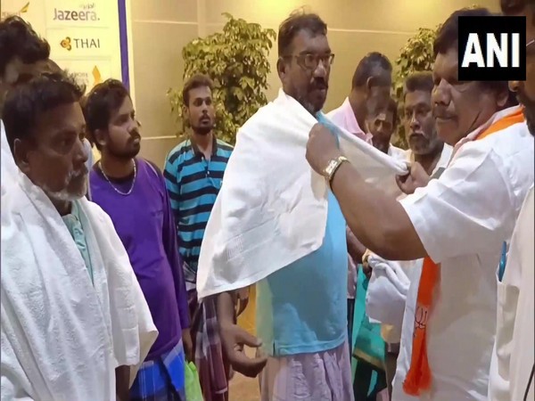 BJP members welcome fishermen released from Sri lankan prison. (Photo/ANI)