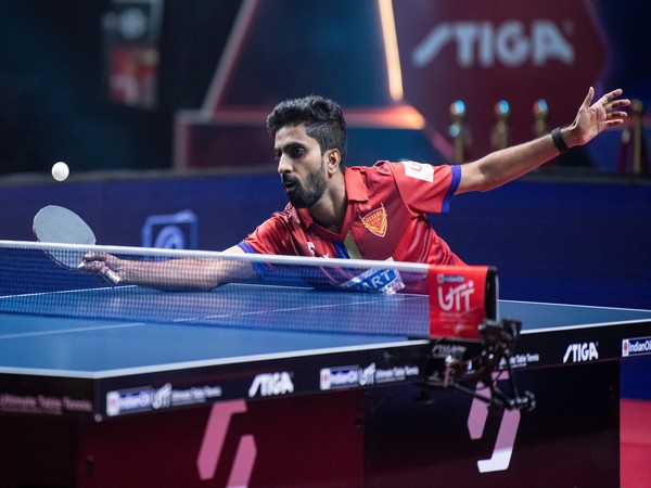 Sathiyan Gnanasekaran of Dabang Delhi in action  during Ultimate Table Tennis season 4 (Image: UTT/TTFI) 