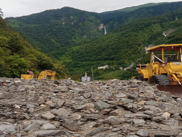 Gangotri-Yamunotri National Highway in a standstill due to heavy rainfall (Image/ANI)