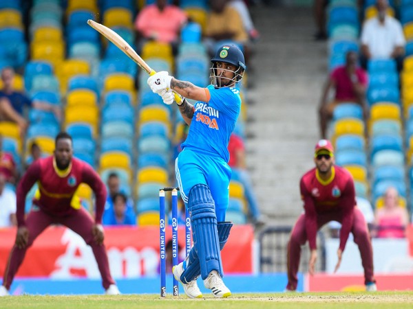 Ishan Kishan in action against West Indies in second ODI in Bridgetown (Image: Twitter/BCCI)