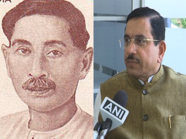 Munshi Premchand (Image source: Twitter), Union Minister Pralhad Joshi (Image source: ANI/Photos)
