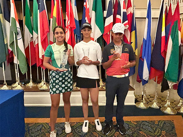 Indian medallists Mahreen Bhatia, Lavanya Gupta, Kartik Singh at US Kids Golf World Teen Championships (Image: US Kids Golf India)