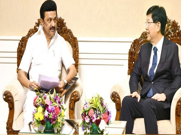 Tamil Nadu CM MK Stalin with Foxconn Chairman Young Liu