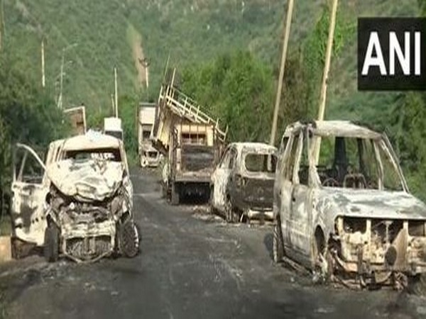 Some cars were damaged after a clash erupted between two groups in Haryana's Nuh on Monday. (ANI /Photo)