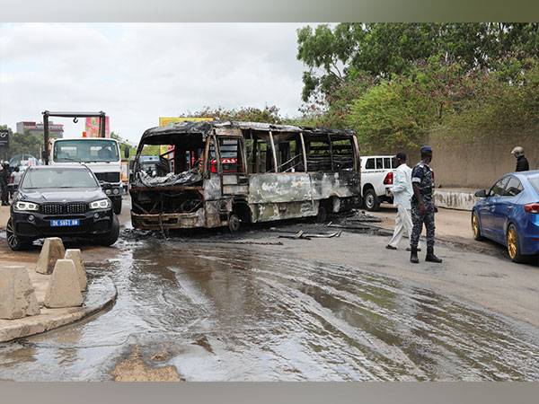 A burned public transportation bus in the Mariste neighborhood after opposition leader Ousmane Sonko detained, in Dakar, Senegal, July 31, 2023. (Photo/Reuters)