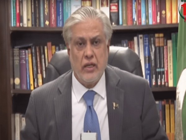 Finance Minister Ishaq Dar speaks during televised remarks on Tuesday (Photo/ DawnNewsTV) 